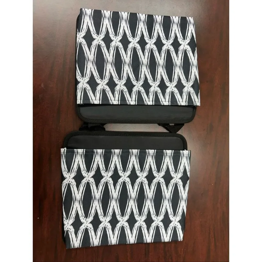 Thirty-One 2 Piece Oh-Snap Pocket Pouch Organizer in Black and White Print